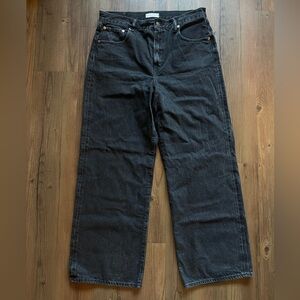 AE77 Black Washed Stovepipe Jeans